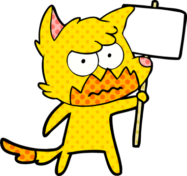 Bir insan tarafından çizilmiş protestolu çizgi film karakteri.