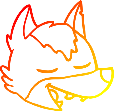 Bir insan tarafından çizilmiş bir kurt suratının sıcak çizgi çizimi