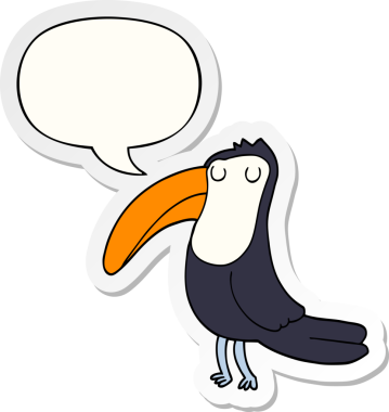 Bir insan tarafından çizilmiş konuşma balonu çıkartmalı çizgi film Toucan 'ı