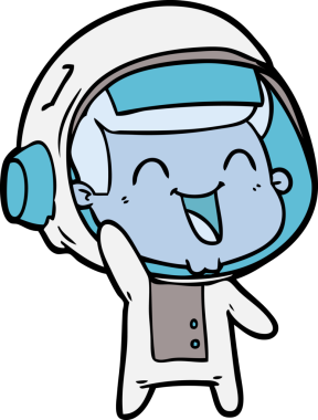 Bir insan tarafından çizilmiş mutlu astronot çizgi filmi.