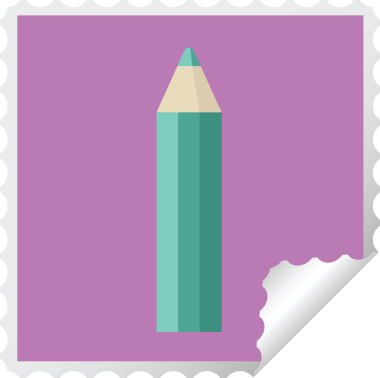 bir insan tarafından çizilmiş yeşil renkli kalem kare etiket