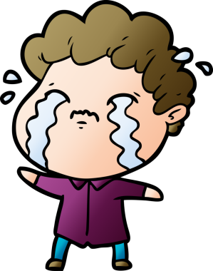 Bir insan tarafından çizilmiş ağlayan çizgi film adamı.