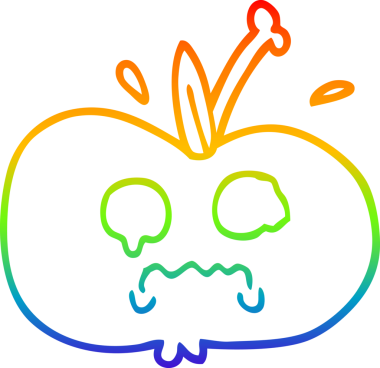 gökkuşağı gradyan çizimi bir insan tarafından çizilmiş üzgün bir elma çizgi