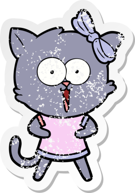 Bir insan tarafından çizilmiş karikatür bir kedinin sıkıntılı çıkartması.