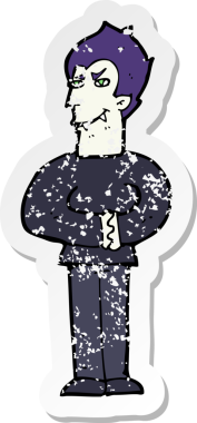 Bir insan tarafından çizilmiş bir vampir çizgi filminin gerilimli yapıştırması.