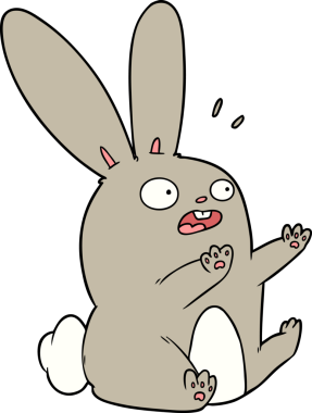 Çizgi film bir insan tarafından çizilmiş ürkmüş tavşan.