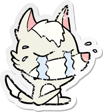 Bir insan tarafından çizilmiş ağlayan bir karikatür çıkartması.