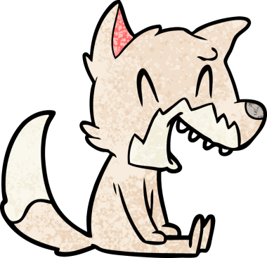 Bir insan tarafından çizilmiş gülen tilki çizgi filmi.