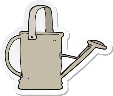 Bir insan tarafından çizilmiş karikatür sulama etiketi.