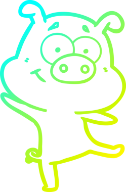 Bir insan tarafından çizilmiş mutlu bir domuz çizgi filminin çizimi.