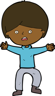 Bir insan tarafından çizilen panikleyen çizgi film çocuğu.