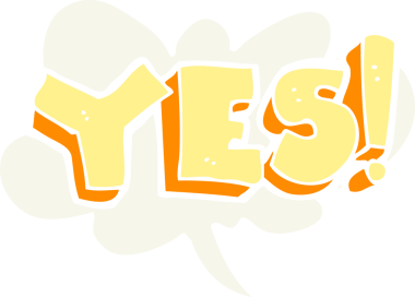 evet tasarım elementinin bir insan tarafından çizilmiş düz renk çizimi