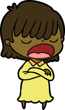 Çizgi filmdeki kadın bir insan tarafından yüksek sesle çizilmiş.