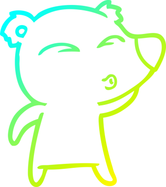 Bir insan tarafından çizilmiş ıslık çalan bir ayının soğuk çizgi çizimi.