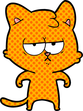 Bir insan tarafından çizilmiş sıkıcı çizgi film kedisi.