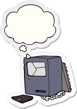 İnsan tarafından çizilmiş, düşünce baloncuklu eski bir çizgi film.