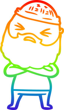 Bir insan tarafından çizilmiş sakallı bir karikatür çizimi.