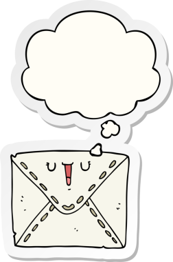 insan tarafından çizilmiş bir çıkartma olarak düşünce baloncuğu olan karikatür zarfı