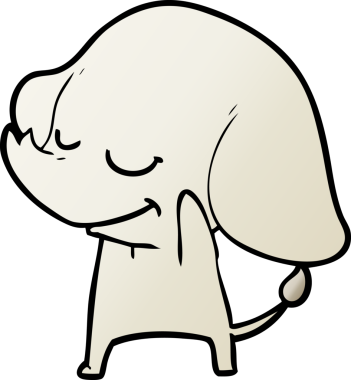 Bir insan tarafından çizilmiş gülümseyen bir fil.