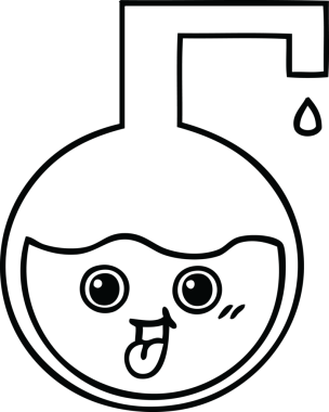 Bir insan tarafından çizilmiş bir bilim deneyinin çizgi çizimi