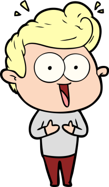 Bir insan tarafından çizilmiş çizgi film bakışlı adam.