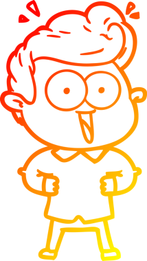 Bir insan tarafından çizilmiş, heyecanlı bir çizgi film çizimi.