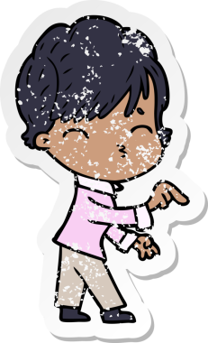 Bir insan tarafından çizilmiş bir karikatür kadının sıkıntılı çıkartması.