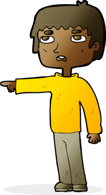 Çizgi film çocuğu bir insan tarafından çizilmiş.