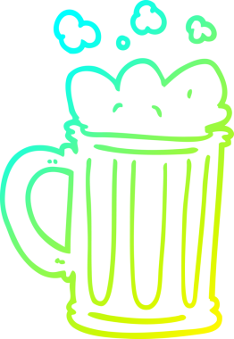 Bir insan tarafından çizilmiş bira karikatürünün soğuk gradyan çizimi