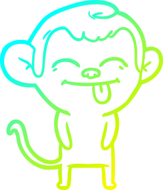 Bir insan tarafından çizilmiş komik bir çizgi maymunun soğuk eğim çizgisi.