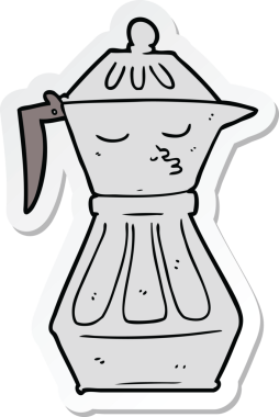 Bir insan tarafından çizilmiş bir kahve makinesinin çıkartması.