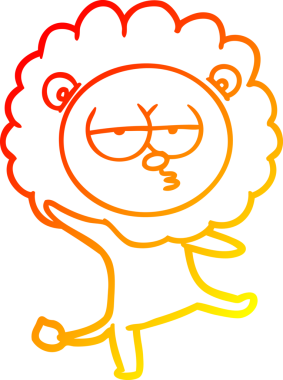 Bir insan tarafından çizilen dans eden bir aslanın sıcak çizgi çizimi