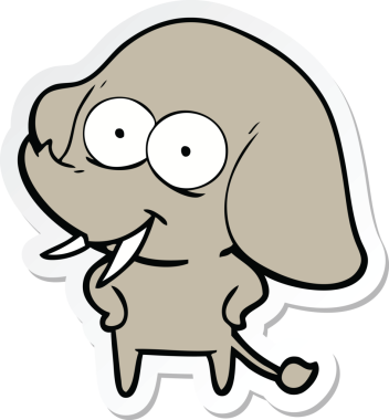 Bir insan tarafından çizilmiş mutlu bir filin çıkartması.