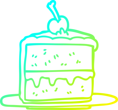 Bir insan tarafından çizilen pasta diliminin soğuk gradyan çizgisi.