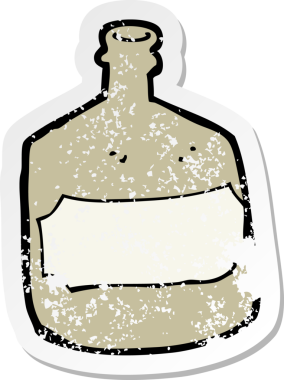 Bir insan tarafından çizilmiş eski bir viski şişesinin gerilimli yapıştırması.