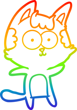 gökkuşağı gradyan çizimi mutlu çizgi film kedisi bir insan tarafından çizildi