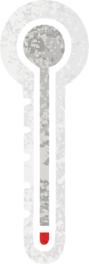 Bir insan tarafından çizilmiş cam termometrenin retro çizim tarzı karikatürü