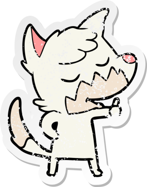 Dost canlısı bir tilkinin sıkıntılı çıkartması. Bir insan tarafından çizilmiş baş parmak işareti.