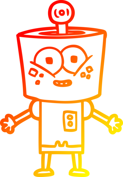 Bir insan tarafından çizilmiş mutlu bir çizgi robot çizimi