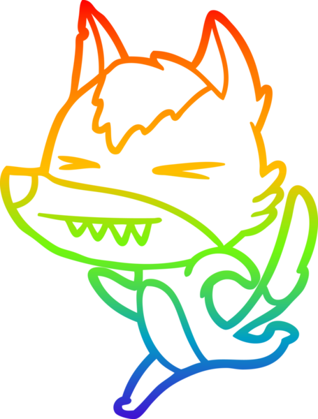 Gökkuşağı gradyan çizgisi bir insan tarafından çizilen kızgın bir kurt çizimi