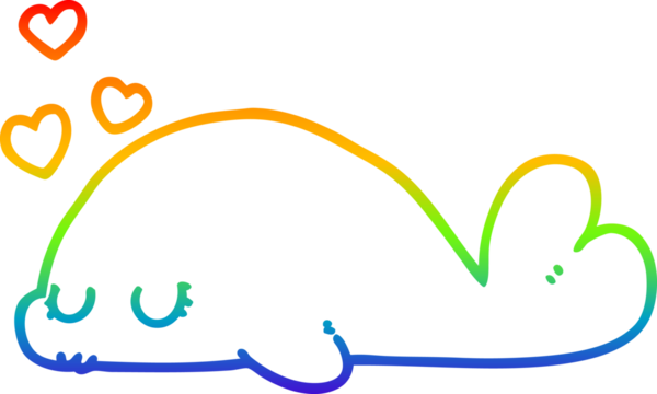 Gökkuşağı gradyan çizgisi bir insan tarafından çizilmiş şirin bir yunus çizgi