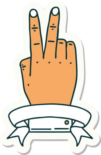 Zafer el hareketinin çıkartması. Bir insan tarafından çizilmiş bayrak.