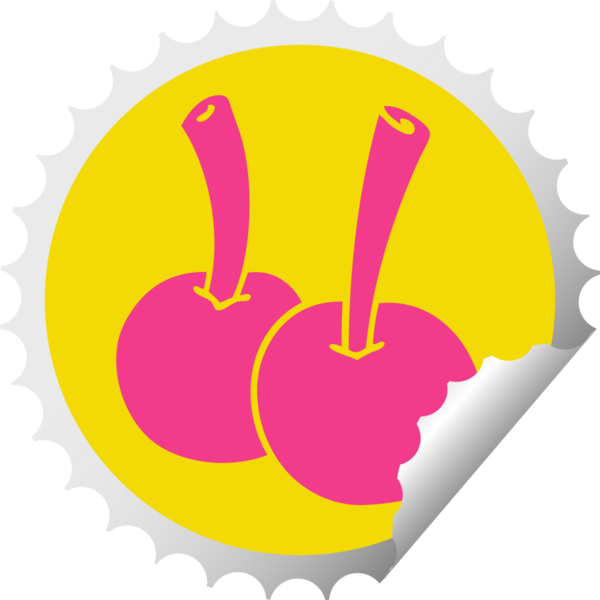 Bir insan tarafından çizilmiş dairesel soyulmuş tuhaf kirazlar.