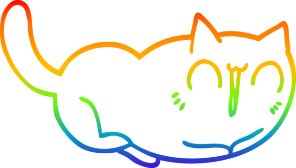 gökkuşağı gradyan çizimi mutlu çizgi film kedisi bir insan tarafından çizildi