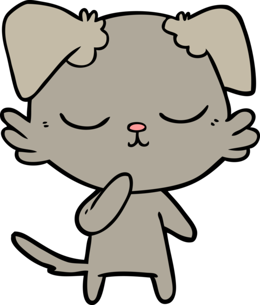 Bir insan tarafından çizilmiş şirin bir çizgi film köpeği.