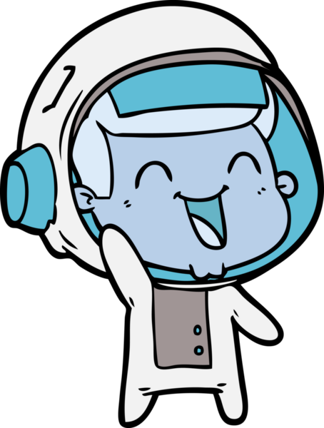 Bir insan tarafından çizilmiş mutlu astronot çizgi filmi.