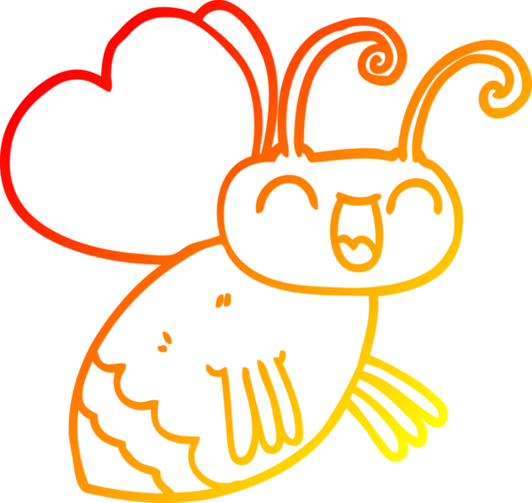 Bir insan tarafından çizilen çizgi film böceğinin sıcak gradyan çizimi