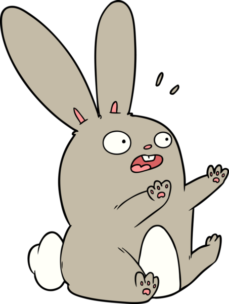 Çizgi film bir insan tarafından çizilmiş ürkmüş tavşan.