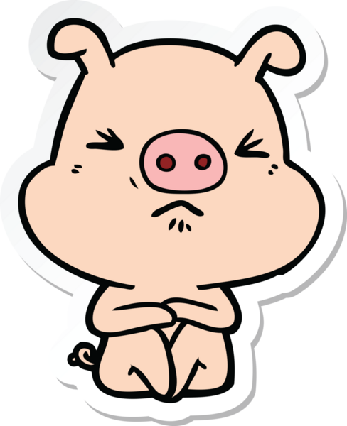 Bir insan tarafından çizilmiş kızgın bir domuzun çıkartması.