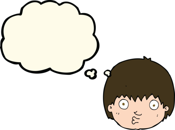 Bir insan tarafından çizilmiş düşünce baloncuğu olan meraklı çocuk.